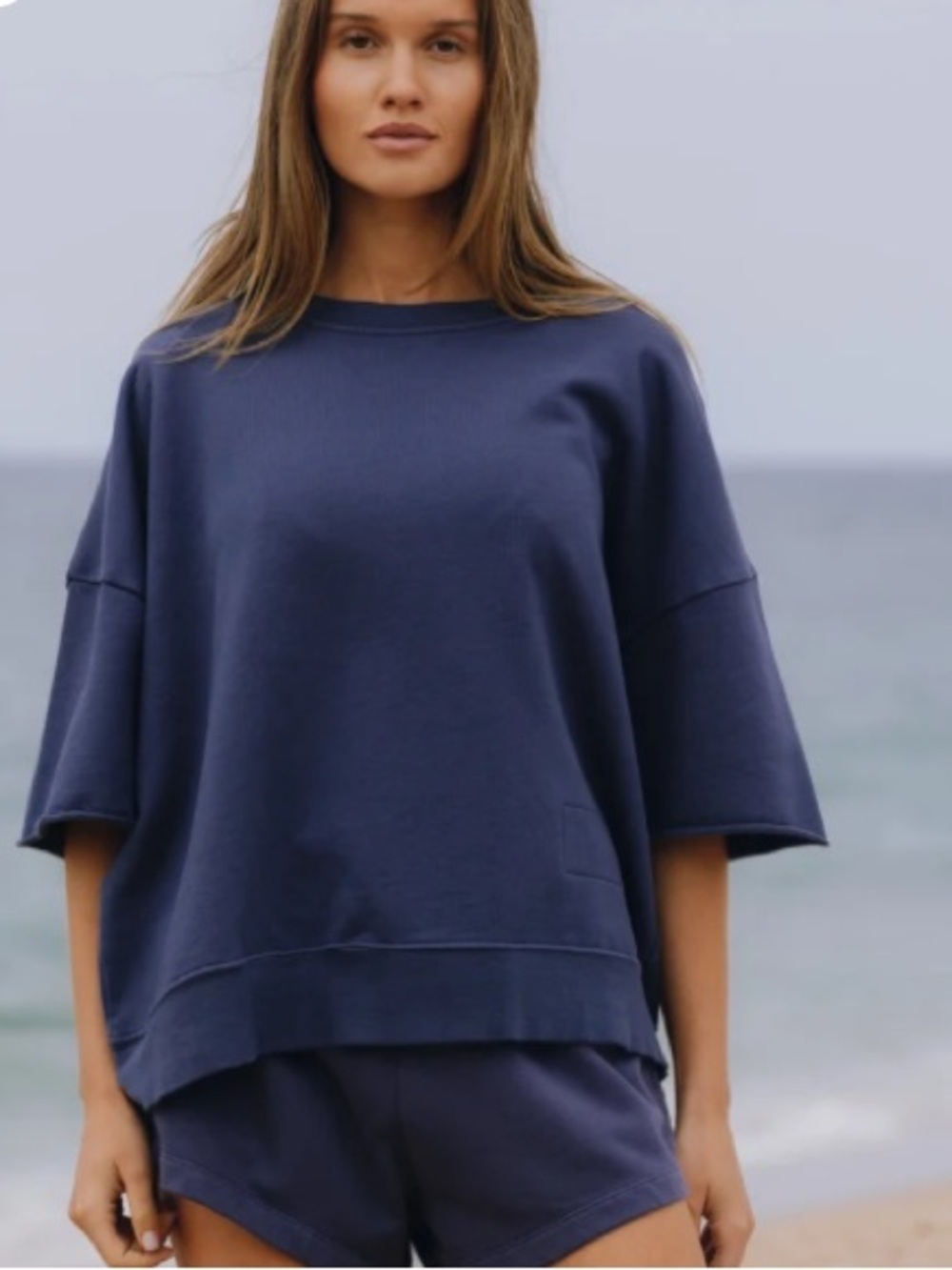 Daily Drills Americana Cropped Sleeve Crew - Navy Blue Size M/L NWOT